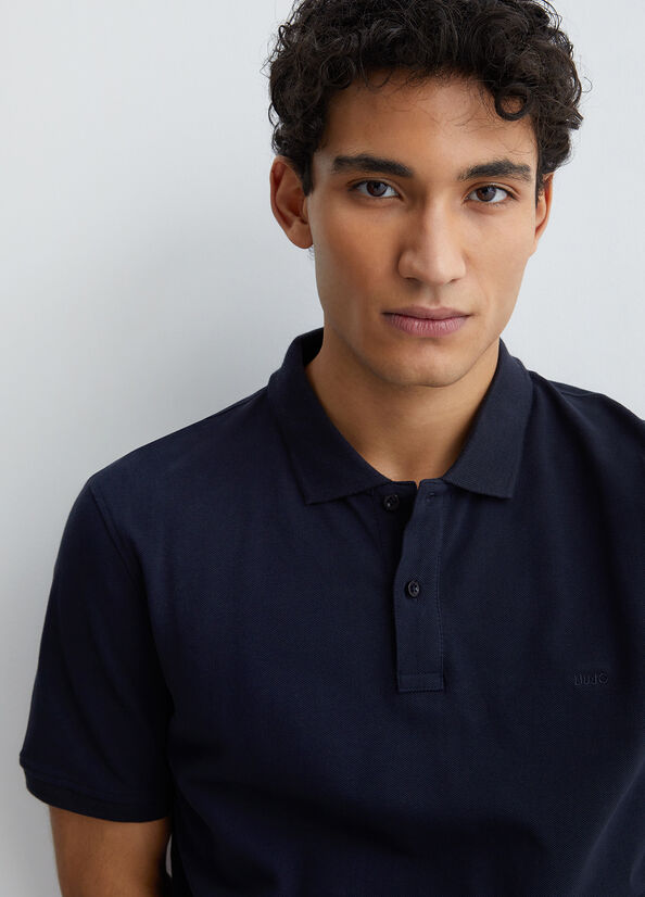 Men's Liu Jo Blue Polo Shirts Dark Blue | TAK-584701