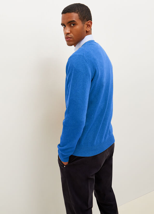 Men's Liu Jo Cashmere Pullover Sweaters Blue | UAZ-936102