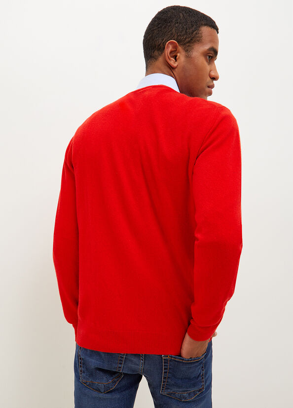 Men's Liu Jo Cashmere Pullover Sweaters Red | VBS-642503