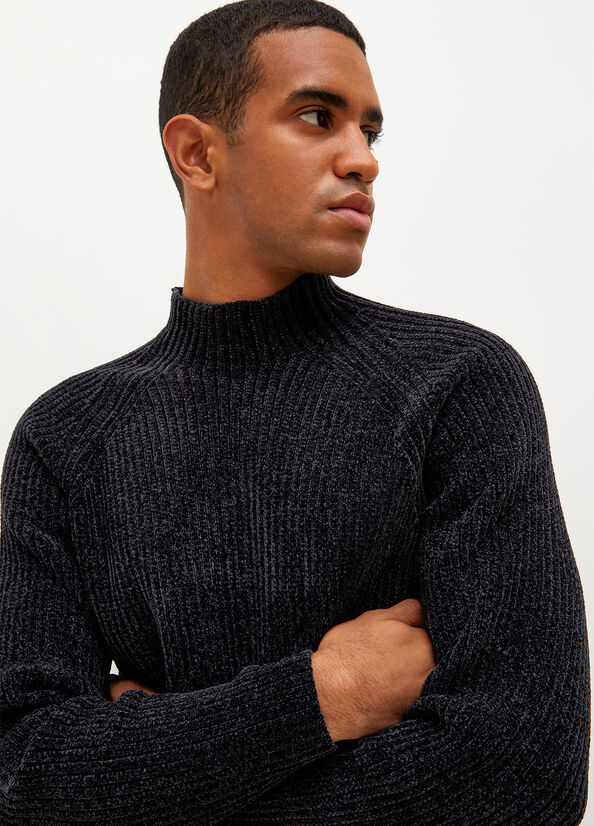 Men's Liu Jo Chenille Sweaters Dark Blue | CEF-359781