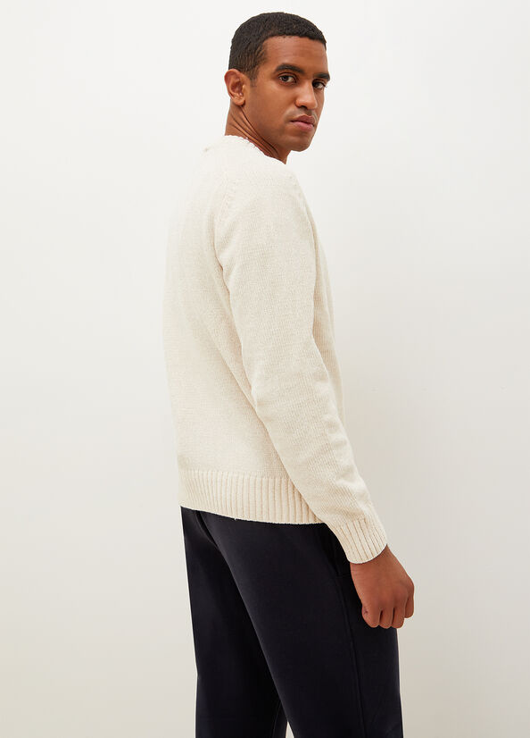 Men's Liu Jo Chenille Sweaters White | CNF-531086