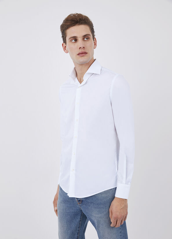 Men\'s Liu Jo Cotton Regular Fit Shirts White | ZBU-105632