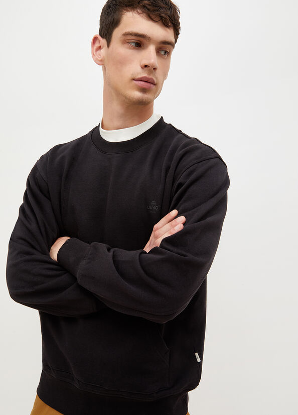 Men's Liu Jo Crew Neck Sweaters Black | VRQ-431208