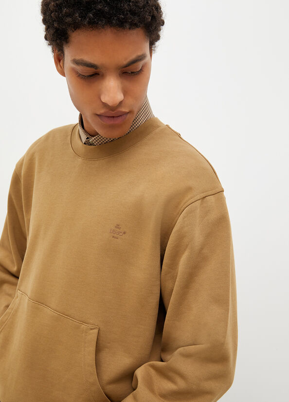 Men's Liu Jo Crew Neck Sweaters Brown | BGW-926430