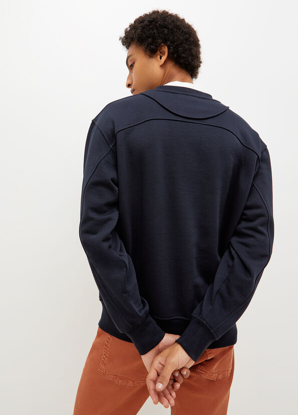 Men's Liu Jo Crew Neck Sweaters Dark Blue | PHN-831576