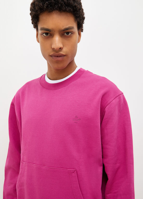 Men's Liu Jo Crew Neck Sweaters Fuchsia | DPJ-653279