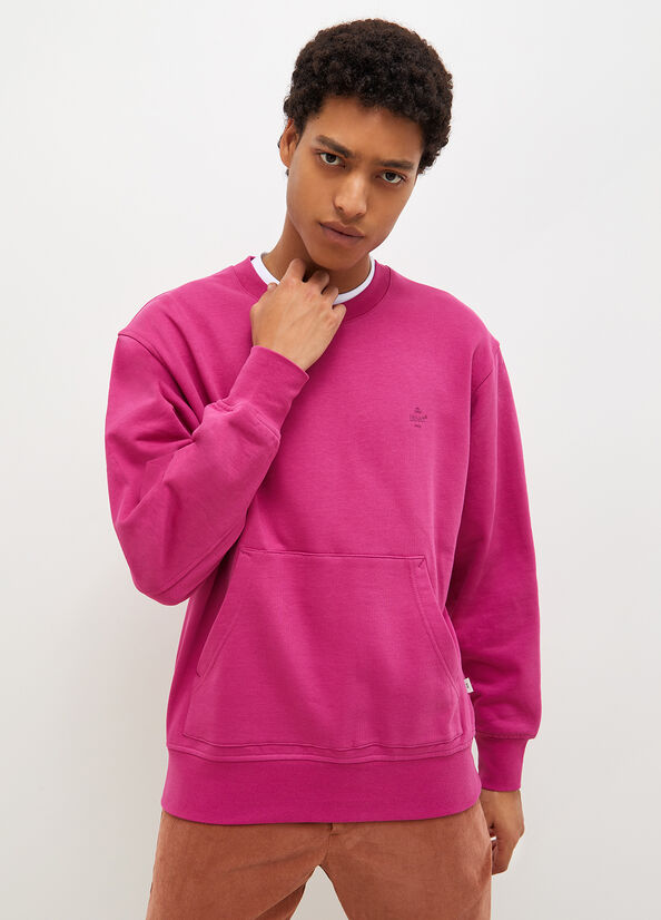 Men\'s Liu Jo Crew Neck Sweaters Fuchsia | DPJ-653279