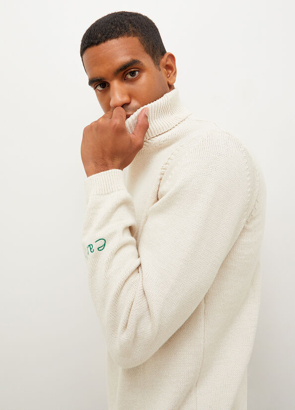 Men's Liu Jo Eco-Friendly Turtleneck Sweaters White | MBU-127309