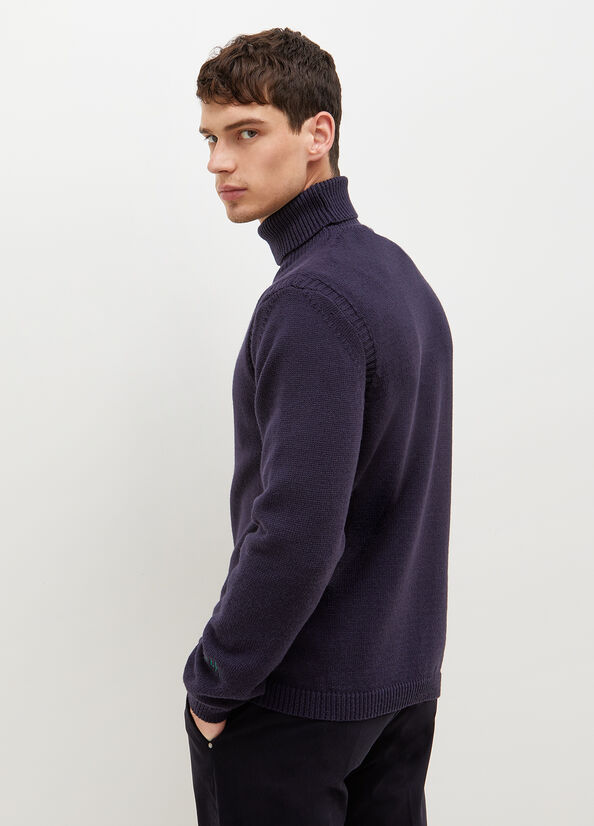 Men's Liu Jo Eco-Friendly Turtleneck Sweaters Dark Blue | MEF-197482