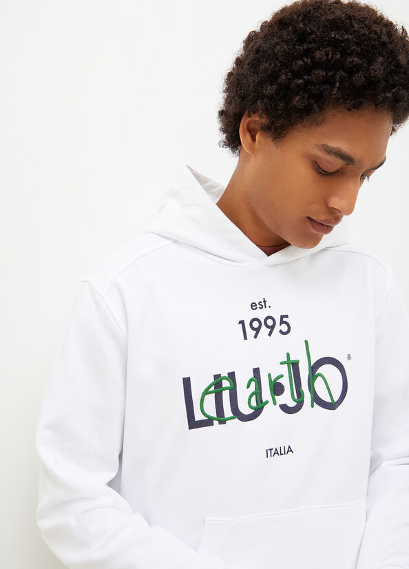 Men's Liu Jo Hooded, Eco-Friendly Sweaters White | VPN-958760