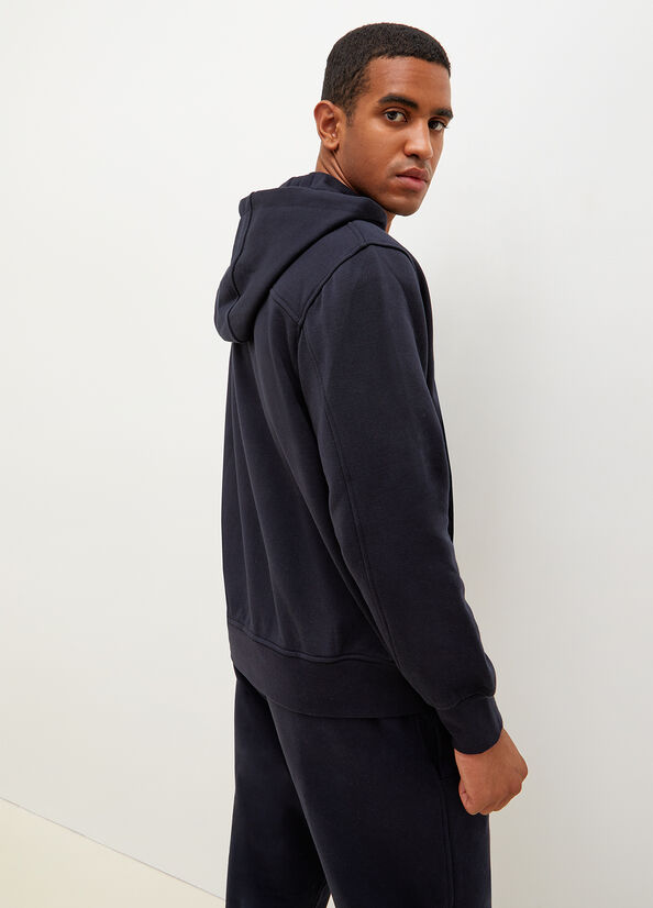 Men's Liu Jo Hooded With Zip Sweaters Dark Blue | UGB-284576