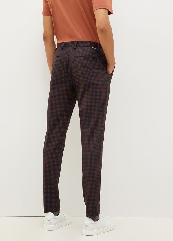 Men's Liu Jo Houndstooth Chinos Pants Dark Blue / Brown | MRY-917543