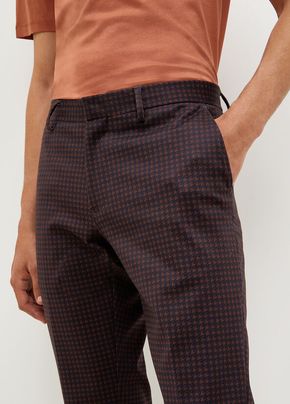 Men's Liu Jo Houndstooth Chinos Pants Dark Blue / Brown | MRY-917543