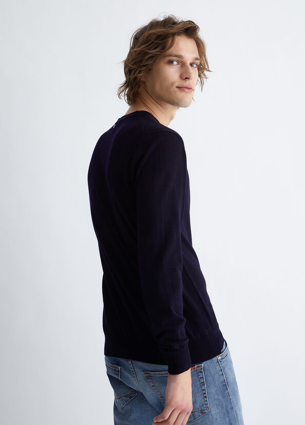 Men's Liu Jo In Pure Sweaters Dark Blue | AIJ-654810