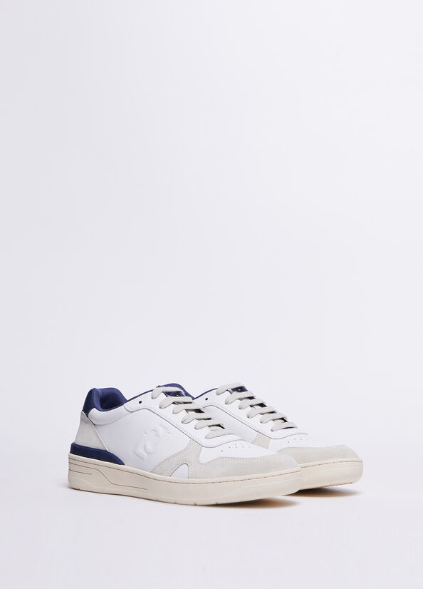 Men's Liu Jo Leather And Suede Sneakers Blue | VUD-260153