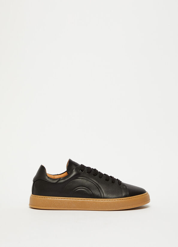 Men's Liu Jo Leather Sneakers Black / Brown | URZ-652947