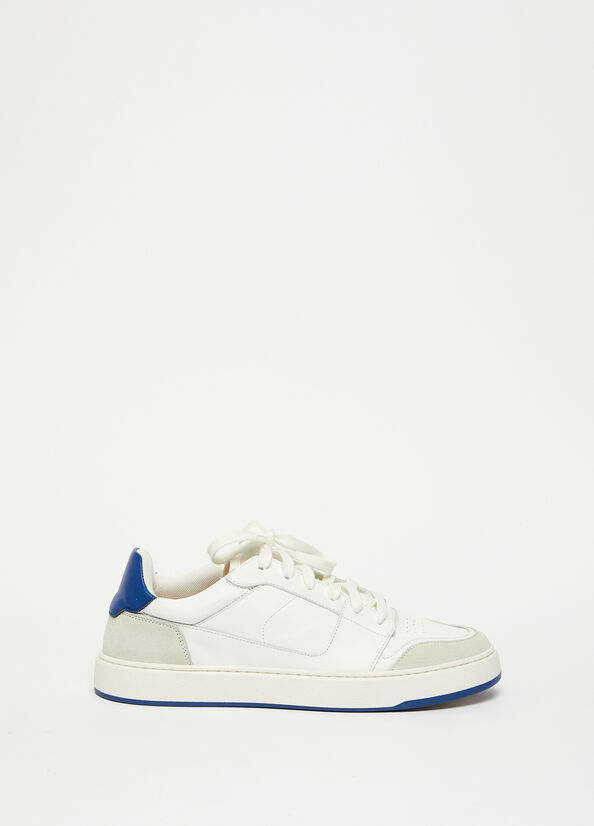 Men's Liu Jo Leather Sneakers White / Blue | FSC-738405