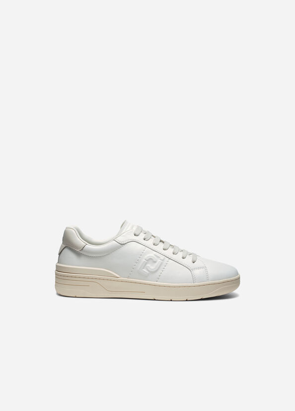 Men's Liu Jo Leather Sneakers White | CPK-472139