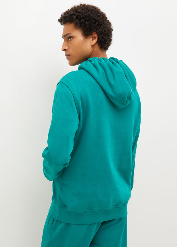 Men's Liu Jo Logo Hoodie Sweaters Green | WHK-479518