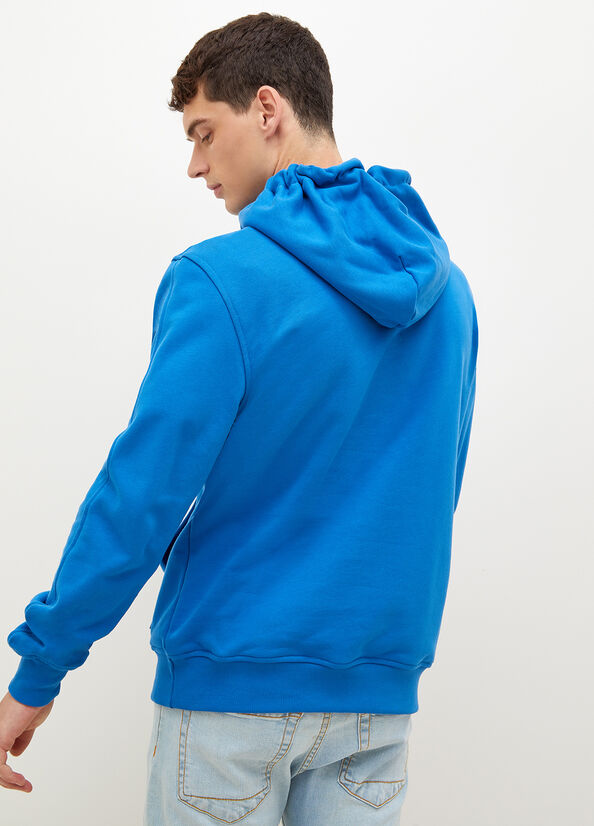 Men's Liu Jo Logo Hoodie Sweaters Royal Blue | QOB-679043