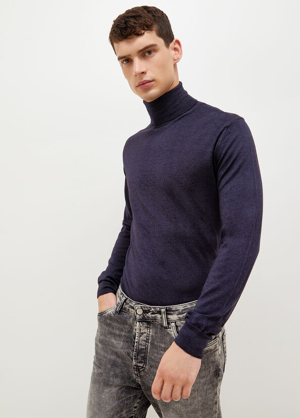 Men\'s Liu Jo Pure Turtleneck Sweaters Dark Blue | VZU-247586