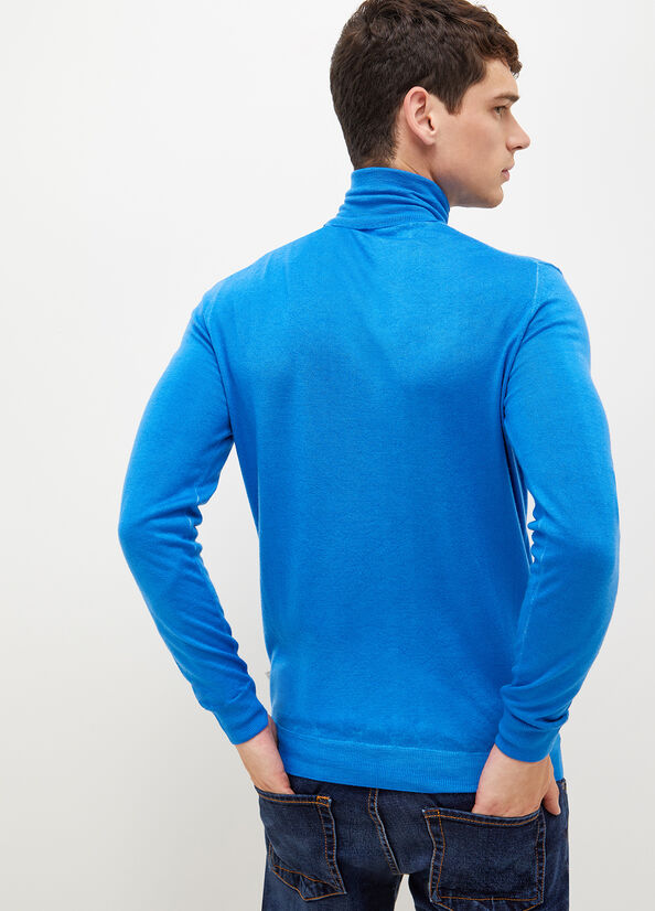 Men's Liu Jo Pure Turtleneck Sweaters Royal Blue | AOL-069241