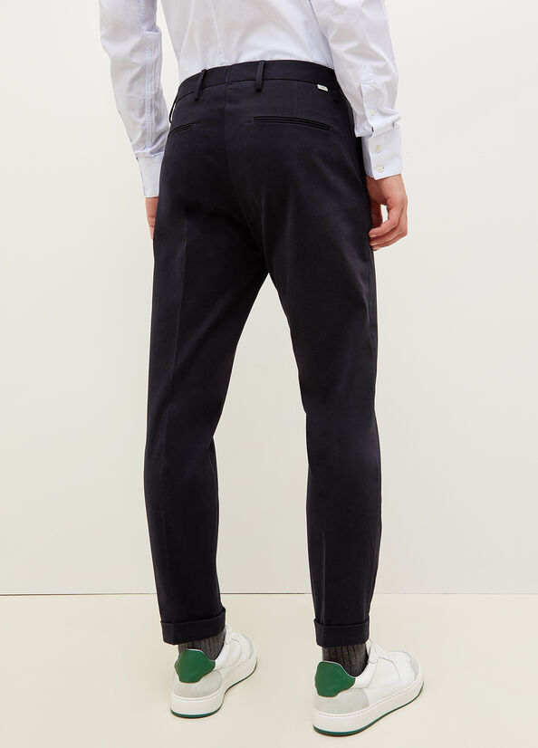 Men's Liu Jo Regular Fit Chinos Pants Dark Blue | YHT-483215