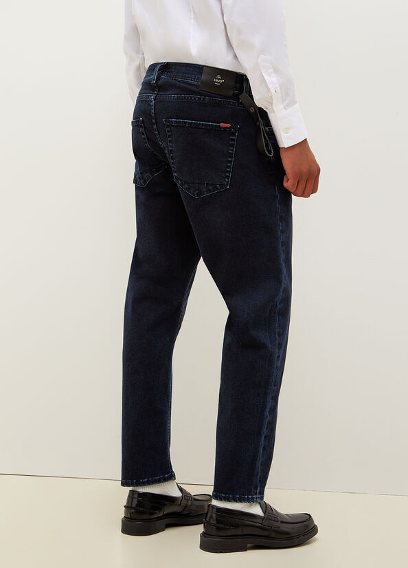 Men's Liu Jo Regular Slim-Fit Jeans Dark Blue | UGV-654930