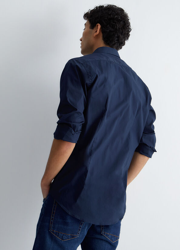 Men's Liu Jo Slim Fit Shirts Dark Blue | TSY-260914