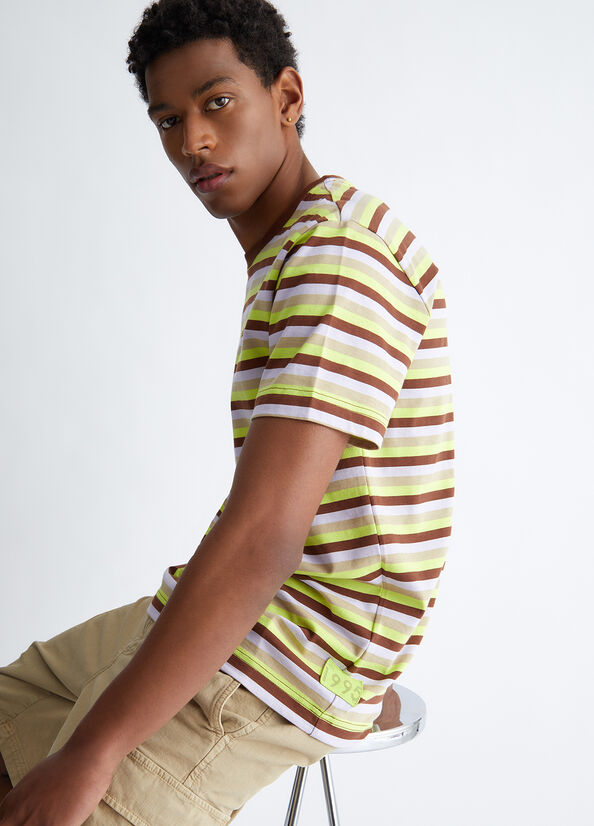 Men's Liu Jo Striped T Shirts Brown | LXJ-543720