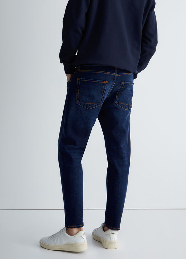 Men's Liu Jo Tapered Slim-Fit Jeans Dark Blue | UBG-480956