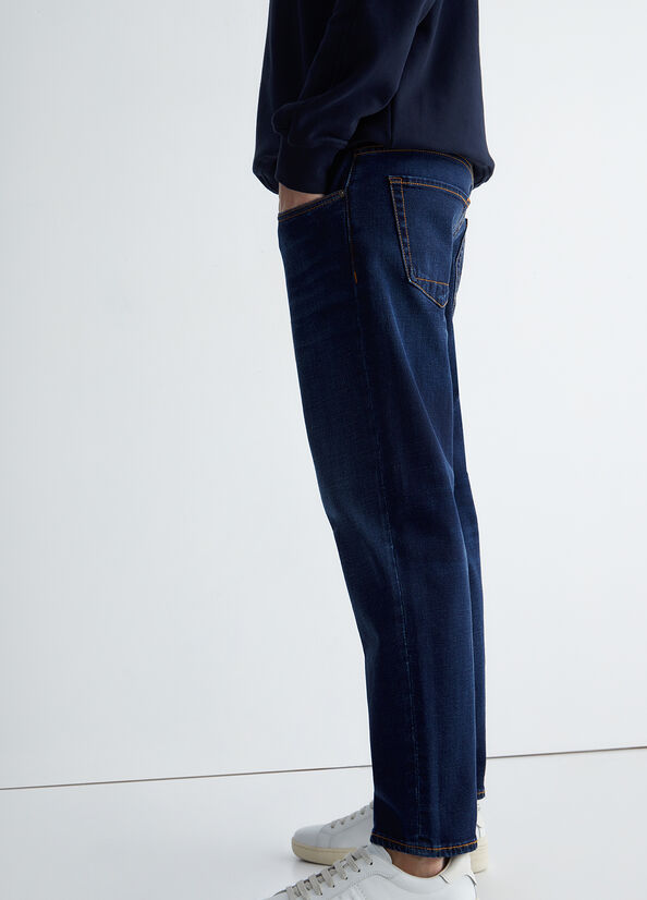 Men's Liu Jo Tapered Slim-Fit Jeans Dark Blue | UBG-480956