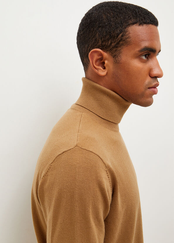 Men's Liu Jo Turtleneck In Cotton Sweaters Brown | BEV-276159