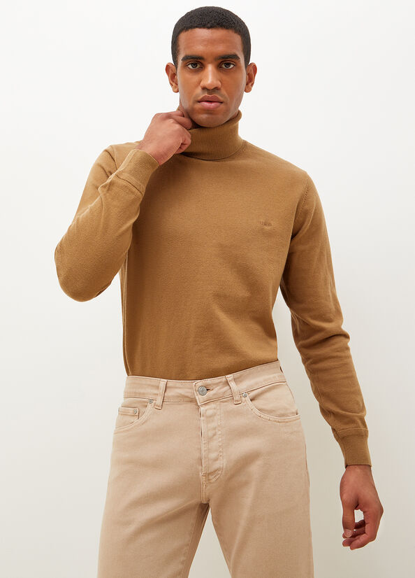 Men\'s Liu Jo Turtleneck In Cotton Sweaters Brown | BEV-276159