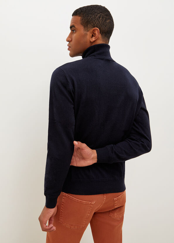 Men's Liu Jo Turtleneck In Cotton Sweaters Dark Blue | NVK-048951