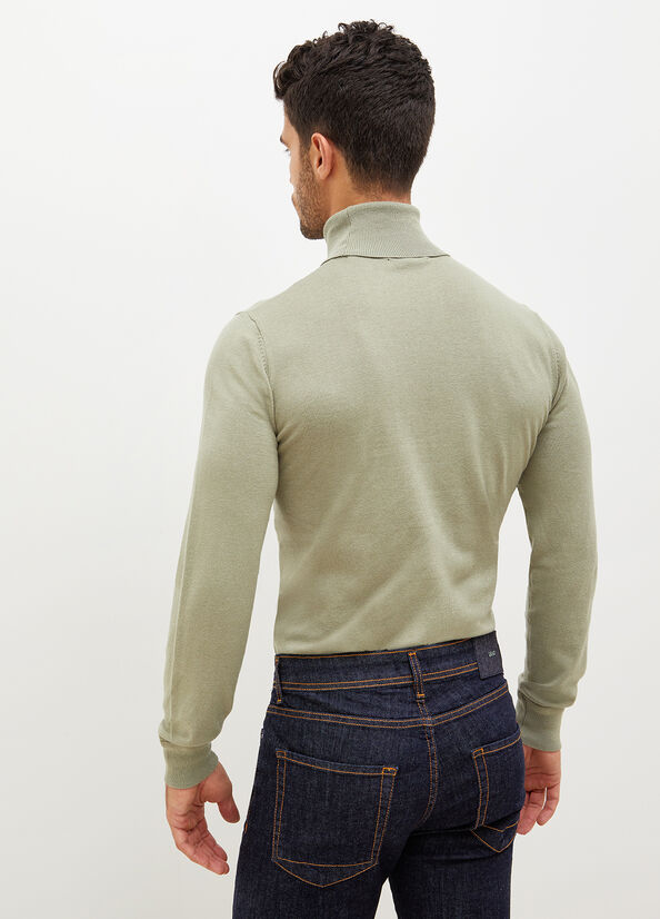 Men's Liu Jo Turtleneck In Cotton Sweaters Olive | WLR-542138