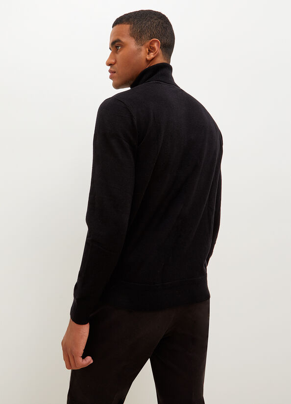 Men's Liu Jo Turtleneck In Cotton Sweaters Black | YIK-869140