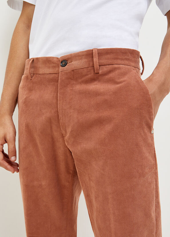 Men's Liu Jo Velvet Chinos Pants Brown | JQY-268401