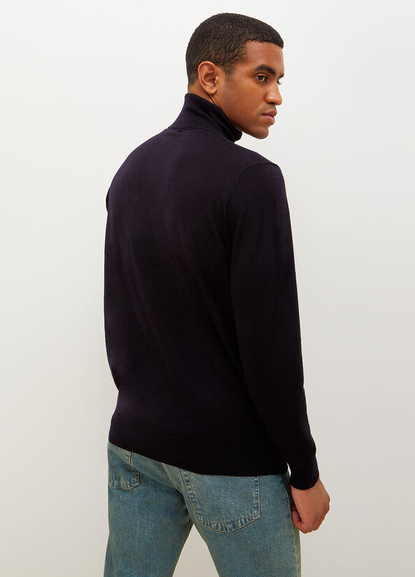 Men's Liu Jo Virgin Turtleneck Sweaters Dark Blue | EOL-872196