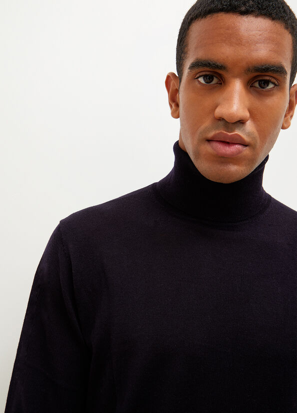 Men's Liu Jo Virgin Turtleneck Sweaters Dark Blue | EOL-872196