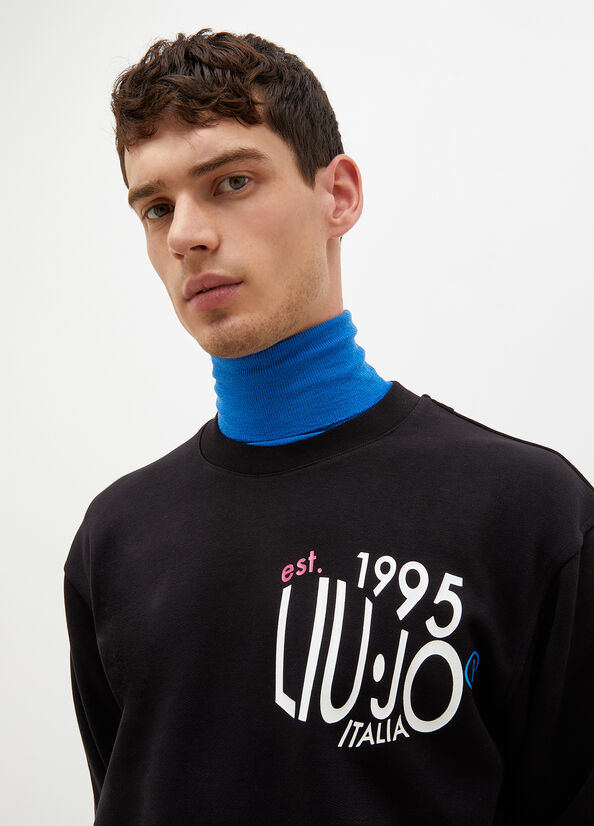 Men's Liu Jo With 1995 Print Sweaters Black | IYE-347918