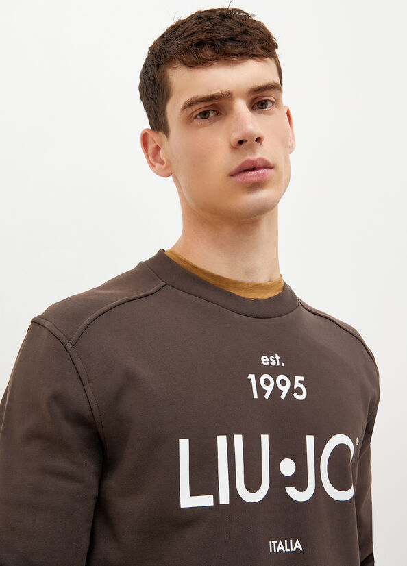 Men's Liu Jo With Logo 1995 Sweaters Dark Brown | QBX-930874