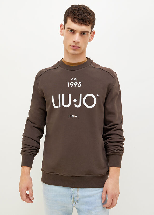 Men\'s Liu Jo With Logo 1995 Sweaters Dark Brown | QBX-930874