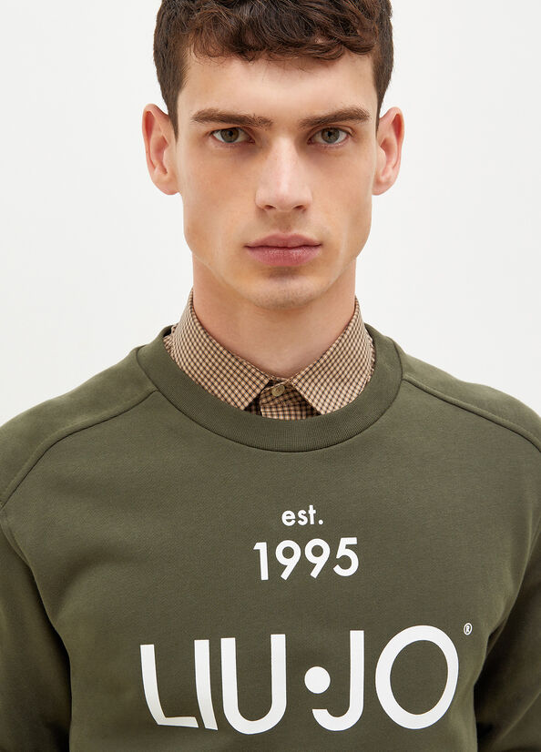 Men's Liu Jo With Logo 1995 Sweaters Green | UBJ-276389