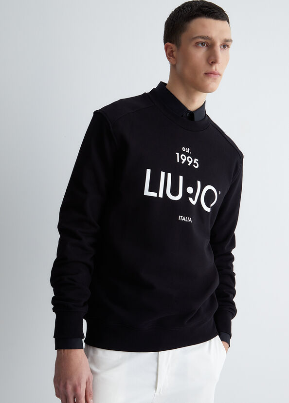 Men\'s Liu Jo With Logo Sweaters Black | RXK-976534