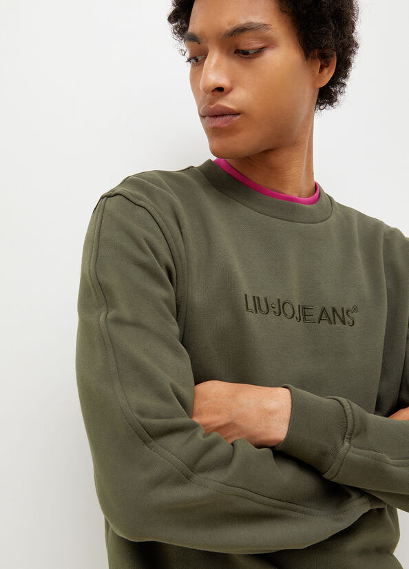 Men's Liu Jo With Logo Sweaters Green | JUB-972408