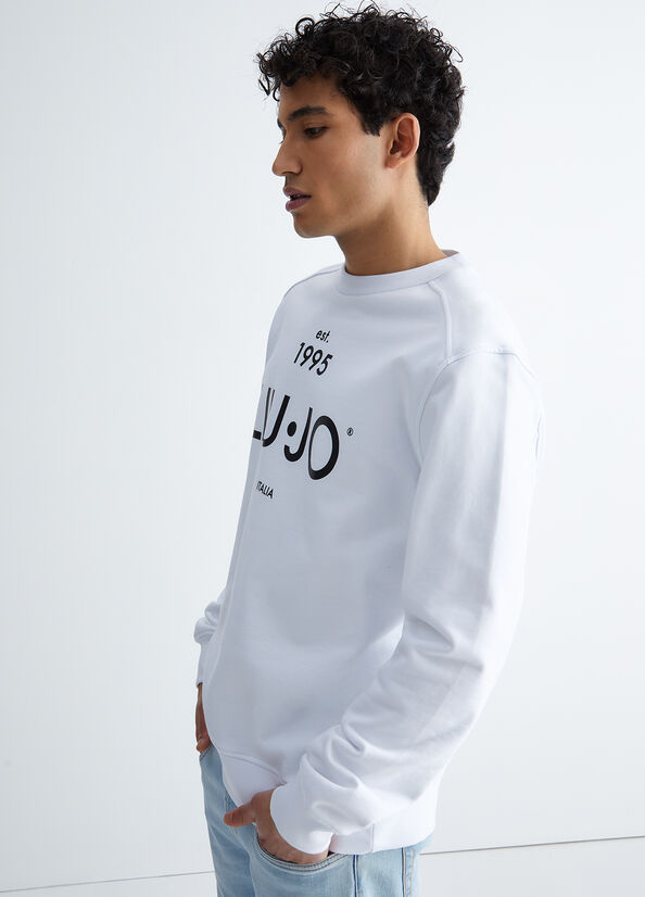 Men\'s Liu Jo With Logo Sweaters White | YSG-728659