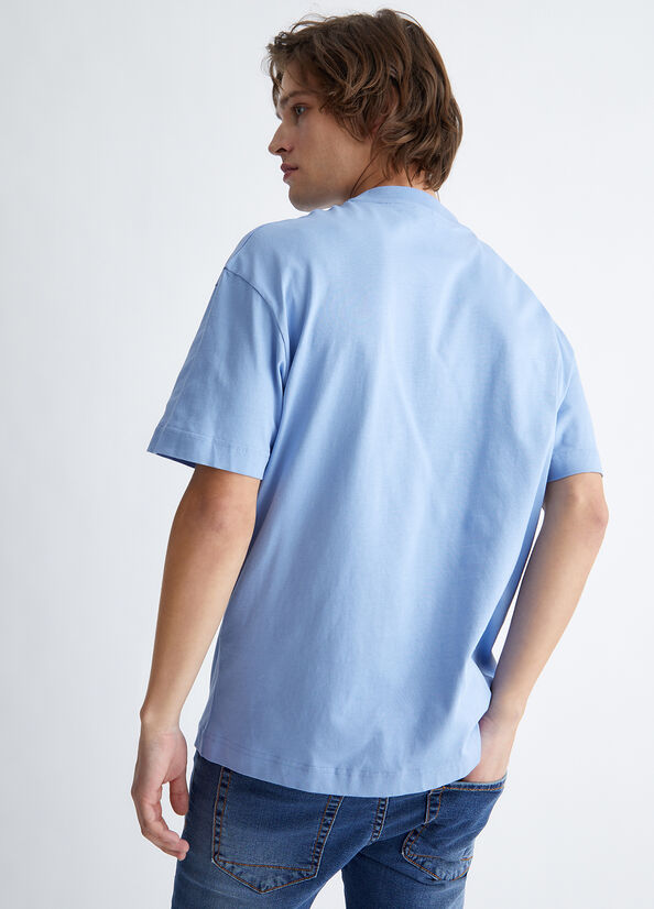 Men's Liu Jo With Logo T Shirts Blue | HDK-379201