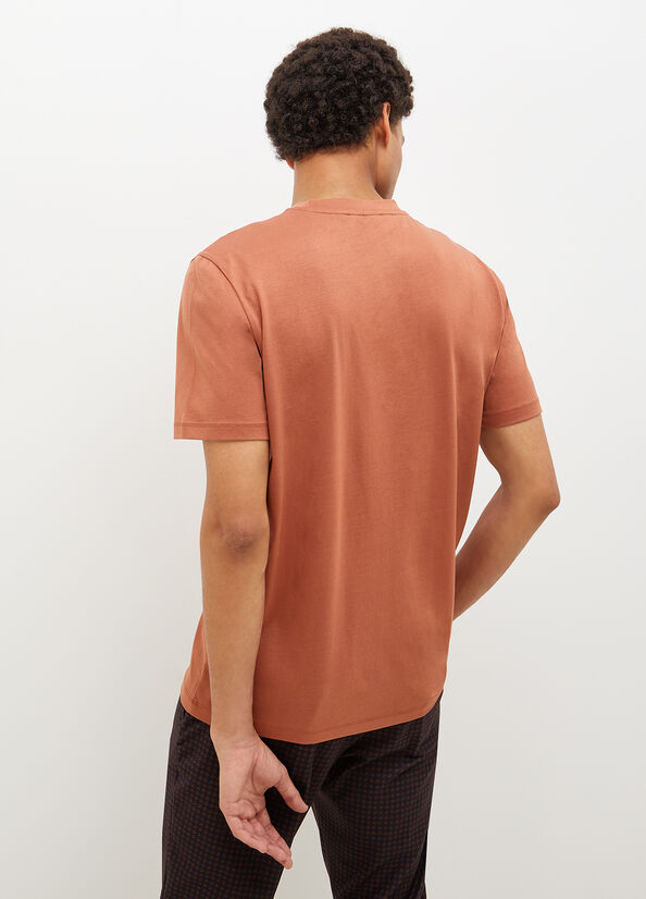 Men's Liu Jo With Logo T Shirts Brown | KUA-471860