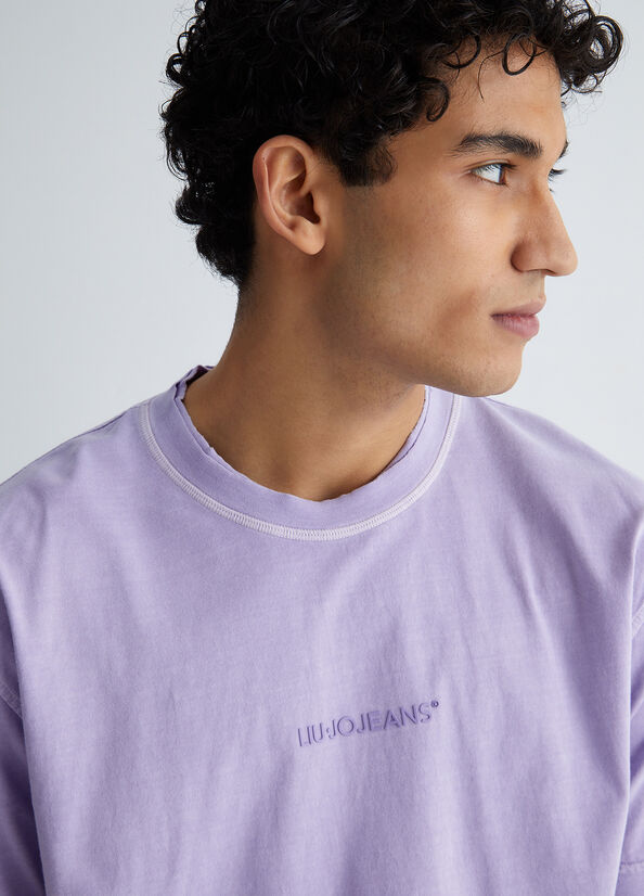 Men's Liu Jo With Logo T Shirts Purple | KHF-316504